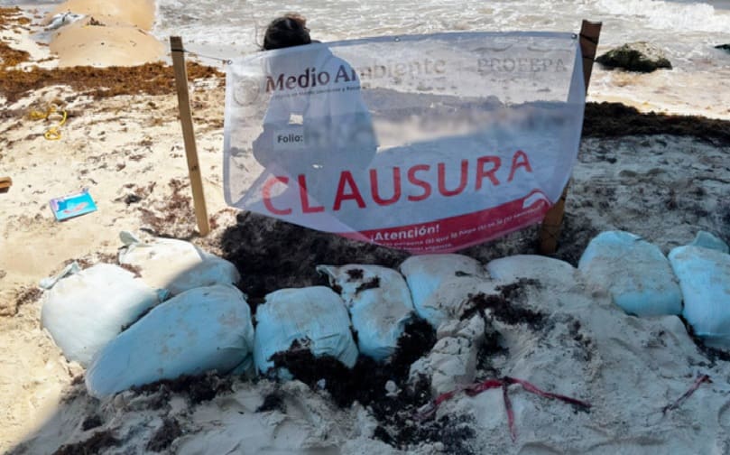 Los inspectores federales cierran estructuras colocadas ilegalmente en la playa central de Playa del Carmen