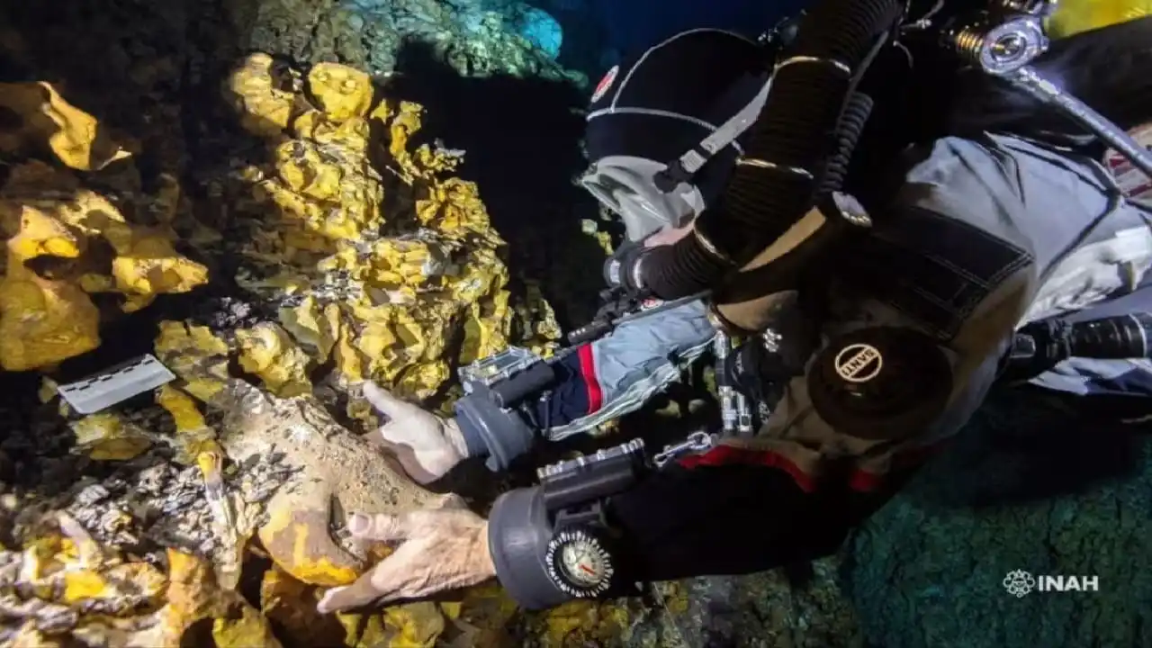 INAH presenta denuncia judicial por daños de buzo a sitio arqueológico subacuático en cueva de Tulum