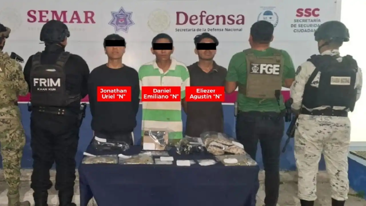Policía de Cancún arresta a tres más por atracos en el centro de la ciudad