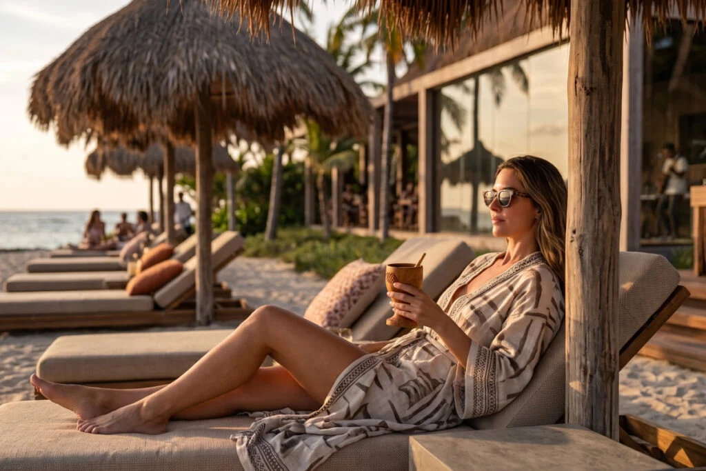 mujer en un hotel de Tulum